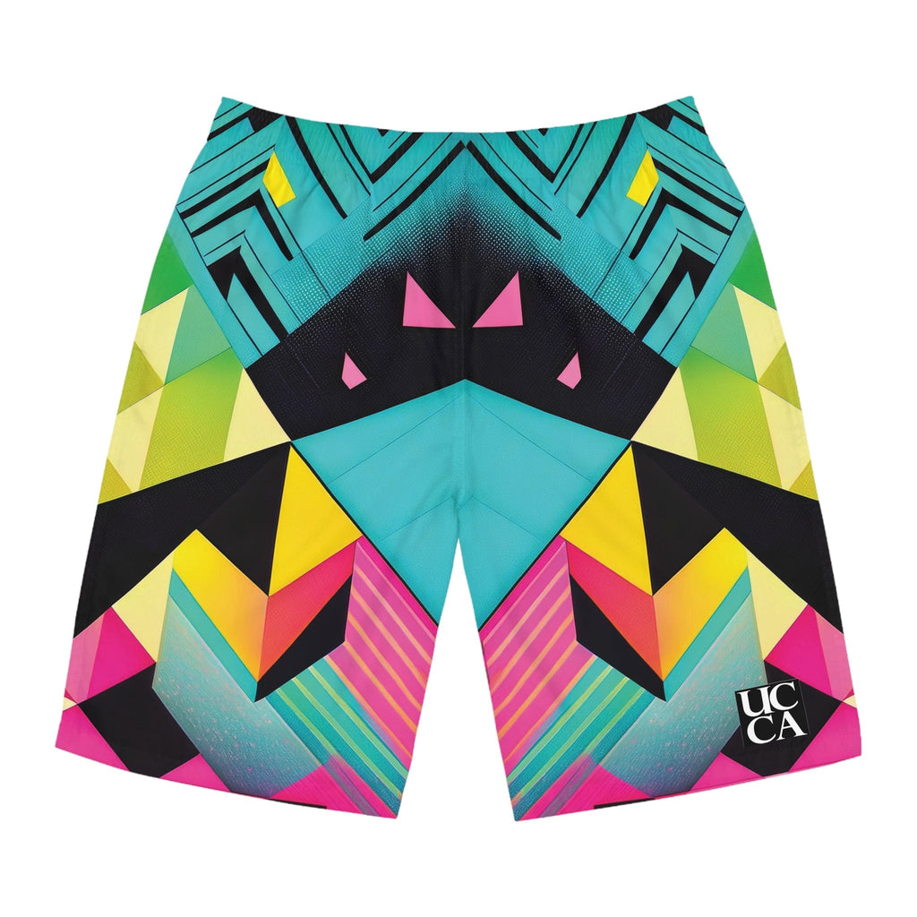 Ride the Wave: Neon Energy Board Shorts L / Seam thread color automatically matched to design All Over Prints