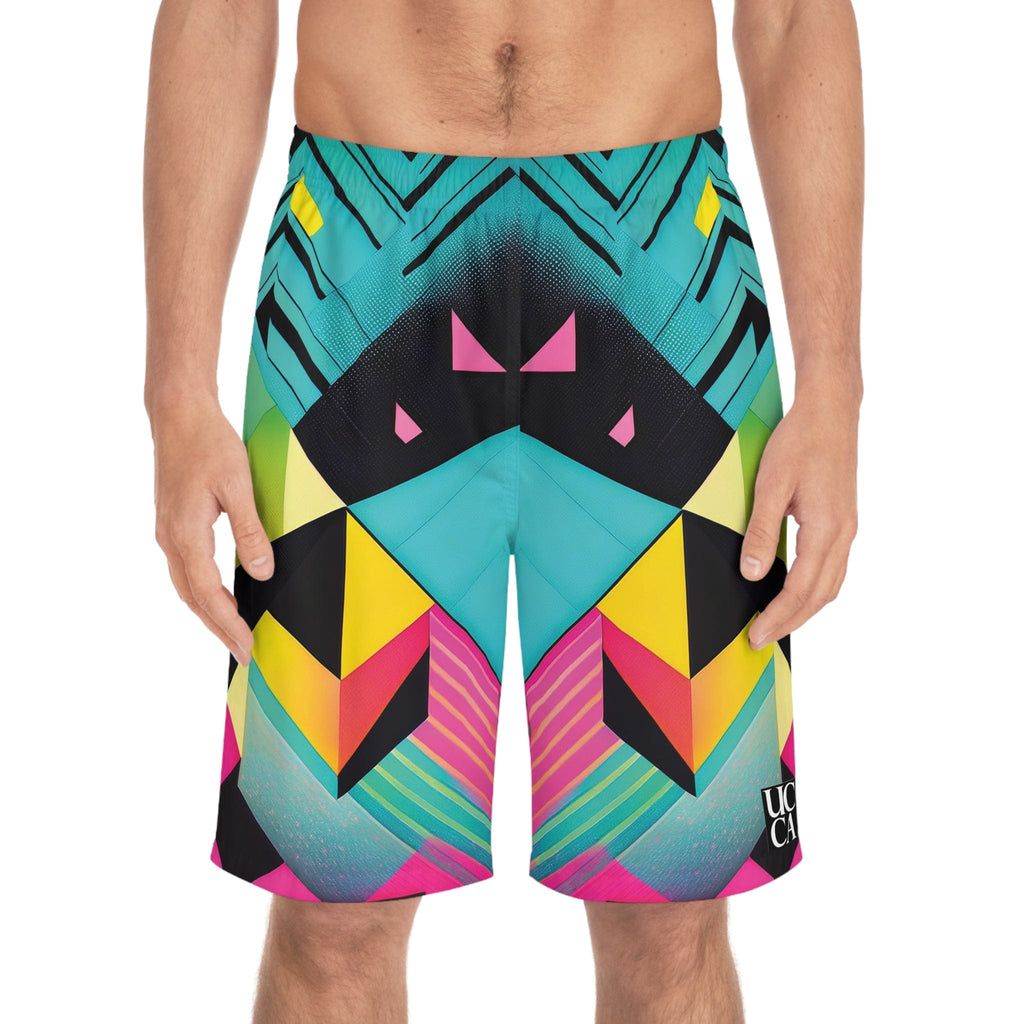 Ride the Wave: Neon Energy Board Shorts L / Seam thread color automatically matched to design All Over Prints