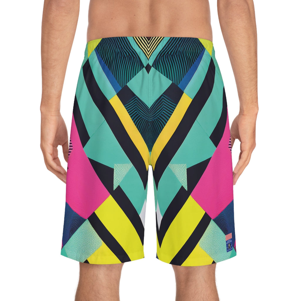 Ride the Wave: Neon Energy Board Shorts L / Seam thread color automatically matched to design All Over Prints