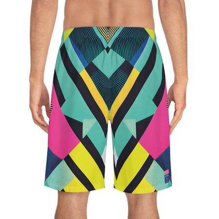 Ride the Wave: Neon Energy Board Shorts L / Seam thread color automatically matched to design All Over Prints