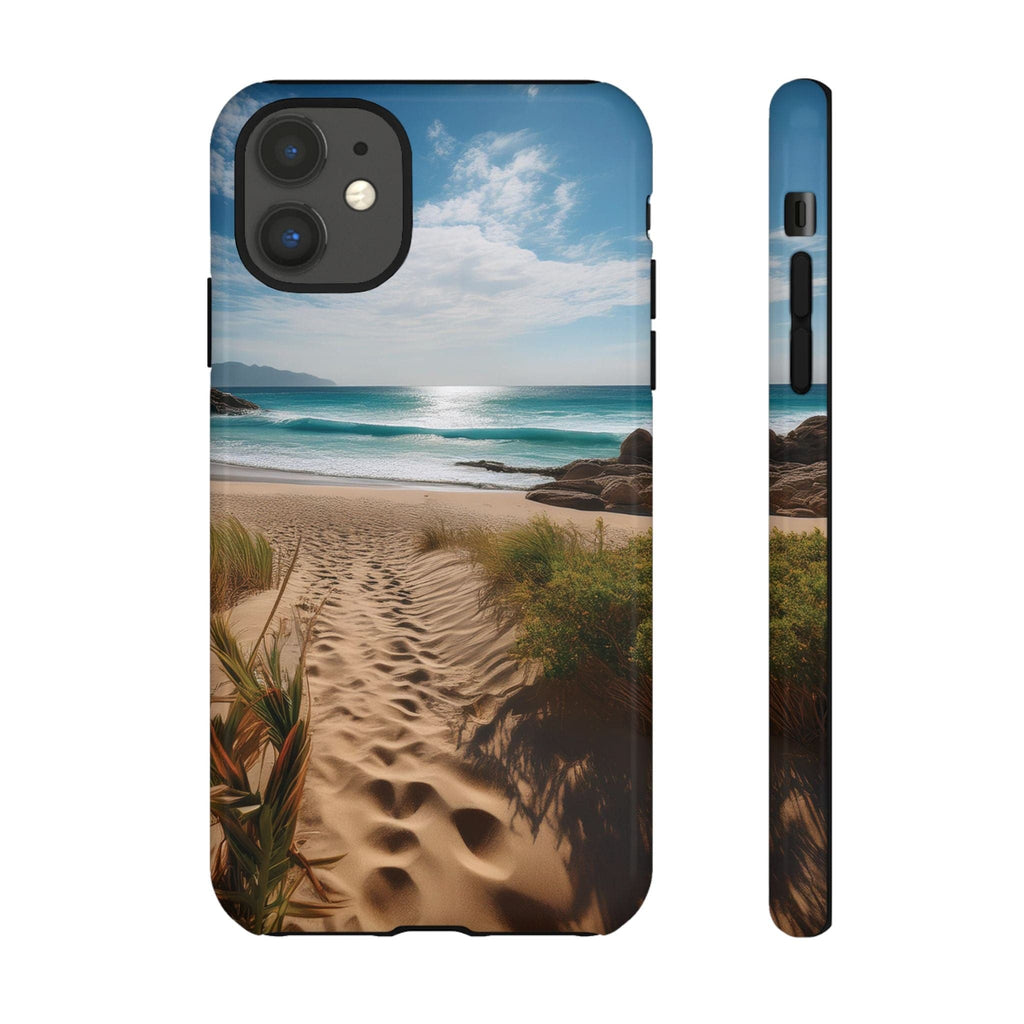 Serene Beach Path Phone Case: Escape to Paradise 🌊 - Tough Case iPhone 11 / Glossy Phone Case