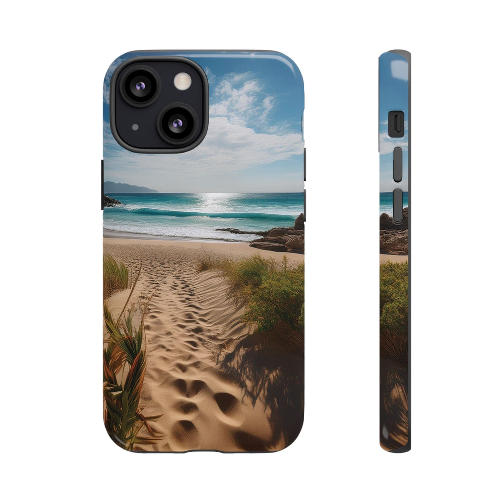 Serene Beach Path Phone Case: Escape to Paradise 🌊 - Tough Case iPhone 13 Mini / Glossy Phone Case