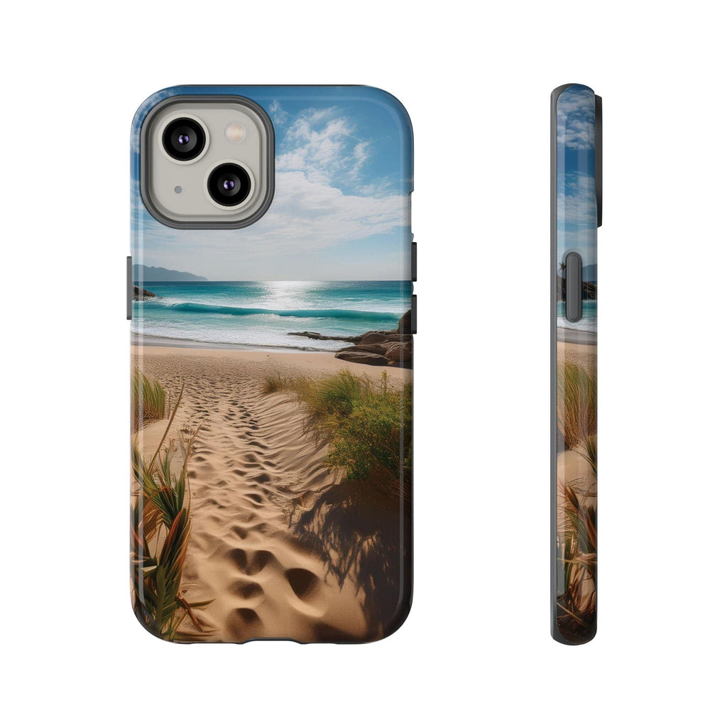 Serene Beach Path Phone Case: Escape to Paradise 🌊 - Tough Case iPhone 14 / Glossy Phone Case