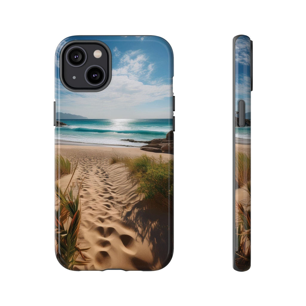 Serene Beach Path Phone Case: Escape to Paradise 🌊 - Tough Case iPhone 14 Plus / Glossy Phone Case