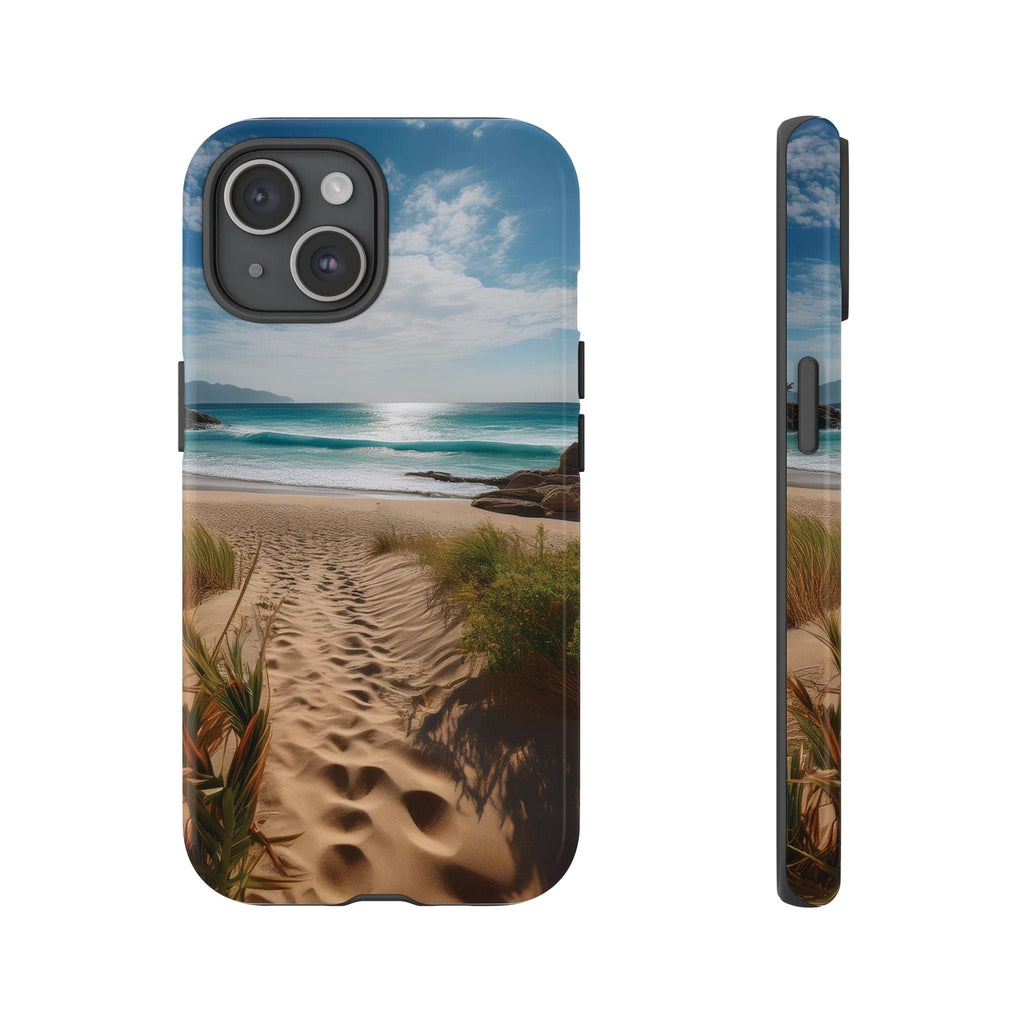 Serene Beach Path Phone Case: Escape to Paradise 🌊 - Tough Case iPhone 15 / Glossy Phone Case