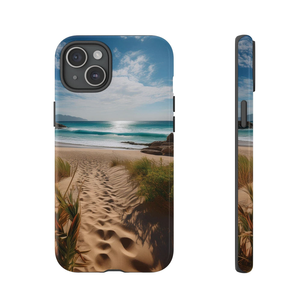 Serene Beach Path Phone Case: Escape to Paradise 🌊 - Tough Case iPhone 15 Plus / Glossy Phone Case