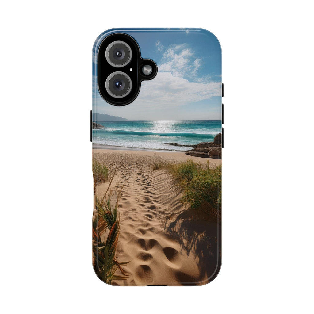 Serene Beach Path Phone Case: Escape to Paradise 🌊 - Tough Case iPhone 16 / Glossy Phone Case