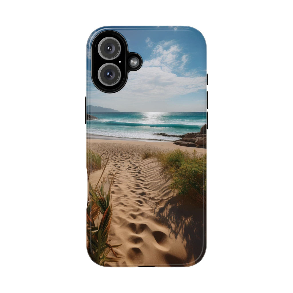 Serene Beach Path Phone Case: Escape to Paradise 🌊 - Tough Case iPhone 16 Plus / Glossy Phone Case