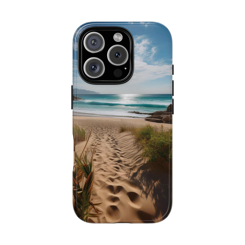 Serene Beach Path Phone Case: Escape to Paradise 🌊 - Tough Case iPhone 16 Pro / Glossy Phone Case