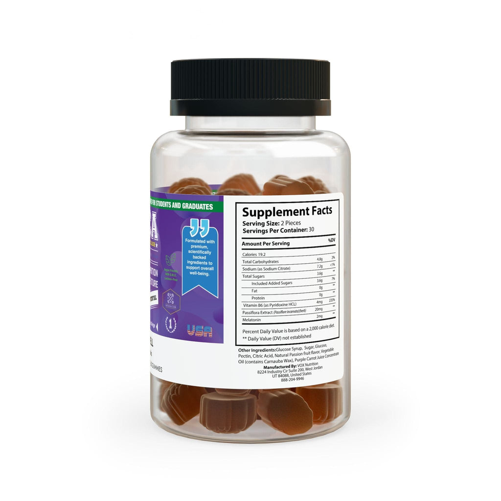 Sleep Well Gummies (60 Gummies) Clear bottle + black cap / Multiple Fruits / 60 Gummies Food Supplements