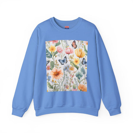 Spring Bloom Crewneck Heavy Blend™ – Floral Serenity Edition 🌸🦋 Carolina Blue / S Sweatshirt