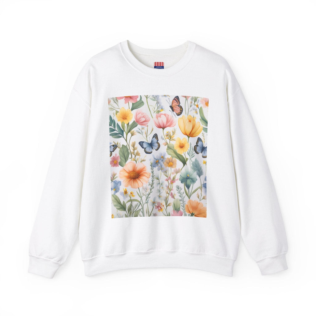 Spring Bloom Crewneck Heavy Blend™ – Floral Serenity Edition 🌸🦋 Sweatshirt