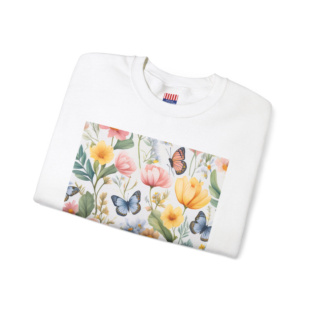 Spring Bloom Crewneck Heavy Blend™ – Floral Serenity Edition 🌸🦋 Sweatshirt