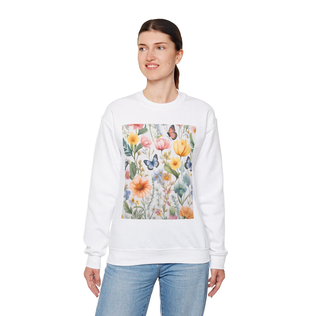 Spring Bloom Crewneck Heavy Blend™ – Floral Serenity Edition 🌸🦋 Sweatshirt