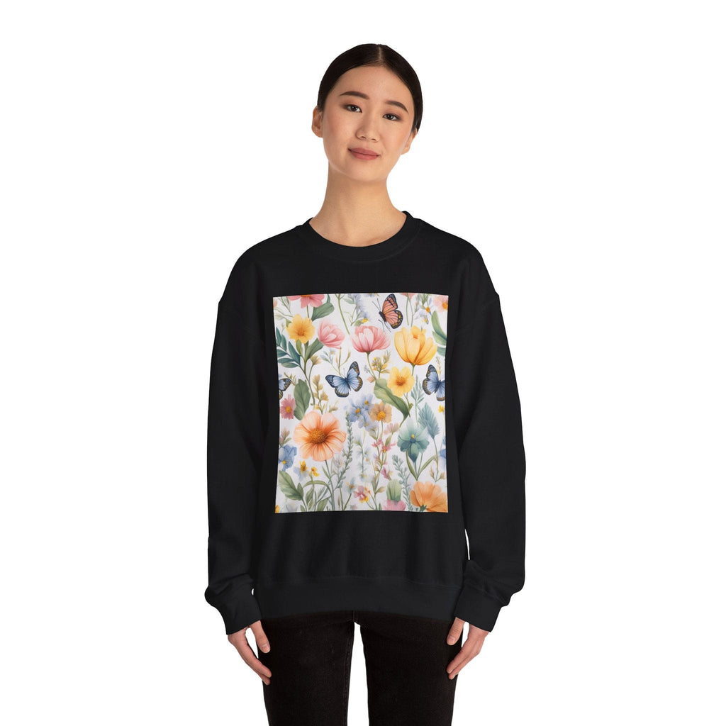 Spring Bloom Crewneck Heavy Blend™ – Floral Serenity Edition 🌸🦋 Sweatshirt