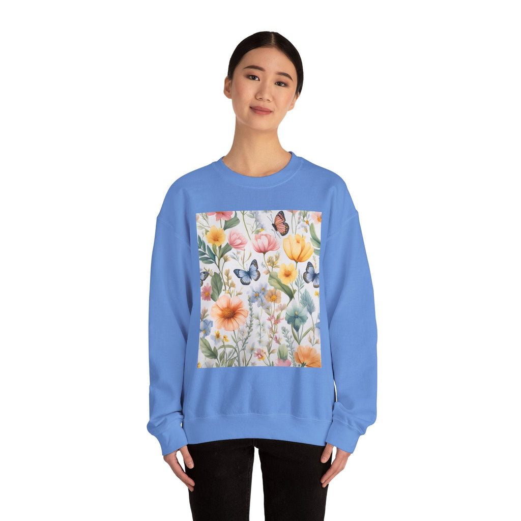 Spring Bloom Crewneck Heavy Blend™ – Floral Serenity Edition 🌸🦋 Sweatshirt