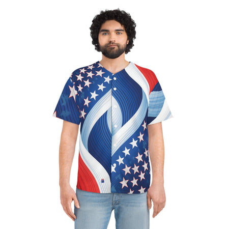 "Star-Spangled Swagger" Men's Baseball Jersey S / Seam thread color automatically matched to design All Over Prints