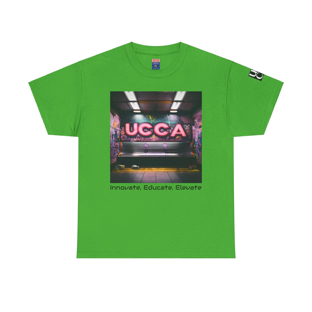 Step Back in Style: Retro Vibes, Modern Threads with a UCCA Edge - Unisex Heavy Cotton Tee Electric Green / S T-Shirt