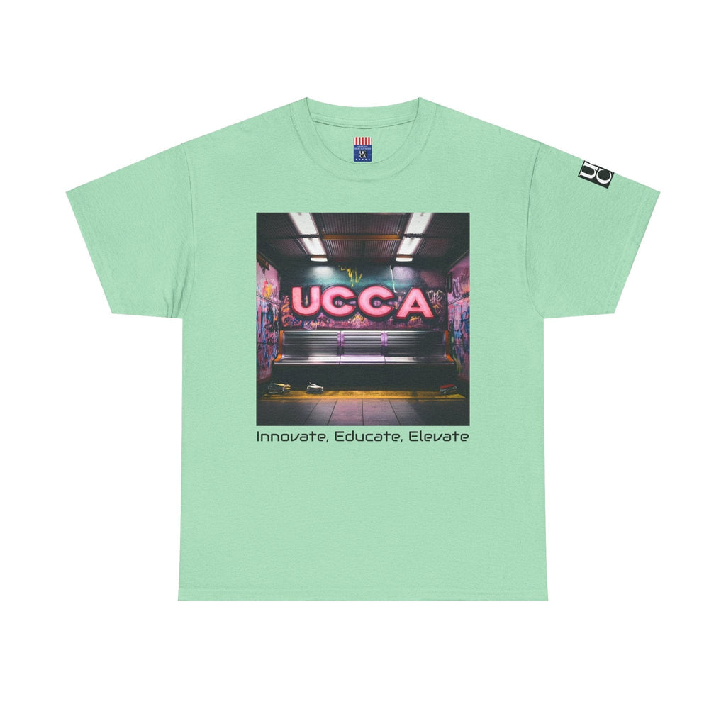 Step Back in Style: Retro Vibes, Modern Threads with a UCCA Edge - Unisex Heavy Cotton Tee Mint Green / S T-Shirt