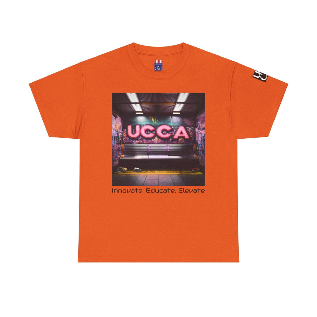 Step Back in Style: Retro Vibes, Modern Threads with a UCCA Edge - Unisex Heavy Cotton Tee Orange / S T-Shirt