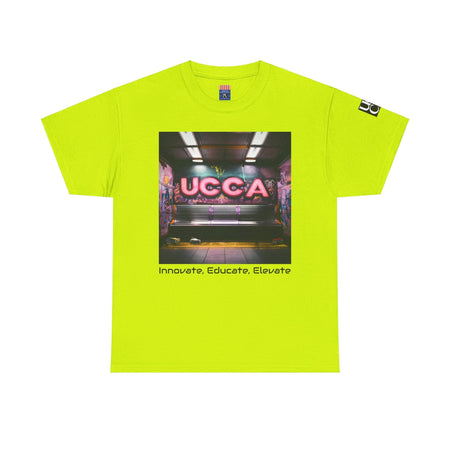 Step Back in Style: Retro Vibes, Modern Threads with a UCCA Edge - Unisex Heavy Cotton Tee Safety Green / S T-Shirt