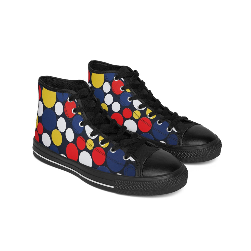 Step Into Retro Confidence: Polka Dot High-Top Sneakers US 6 / Black sole Shoes