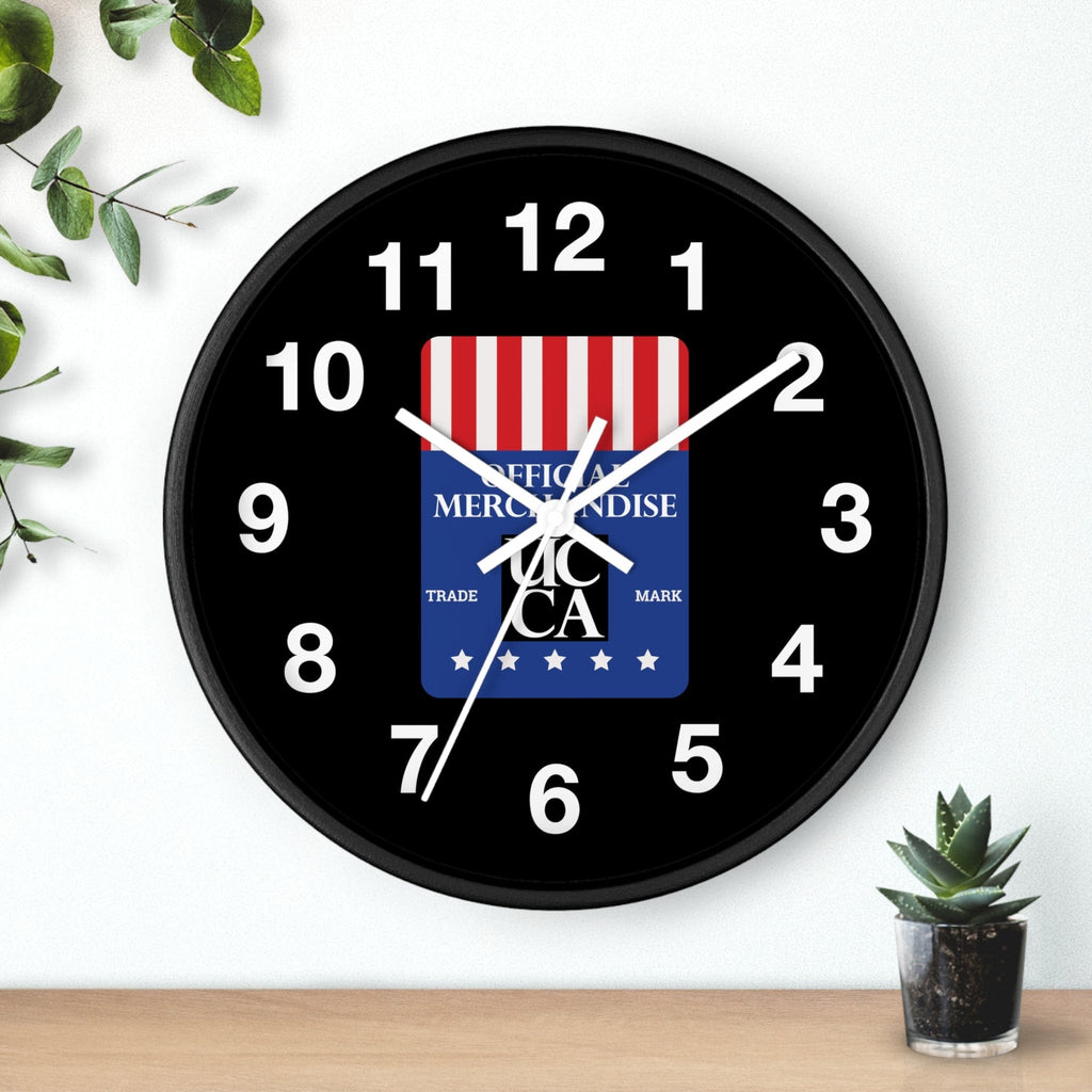 The official UCCA Timekeeper Wall Clock - Black face White numerals