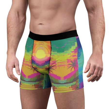 "Tropical Vibes" Men's Boxer Briefs XS / Black stitching All Over Prints