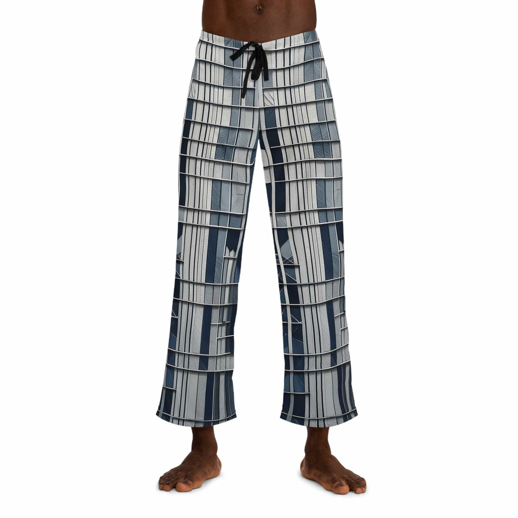 Urban Grid Pajama Pants – Modern Architectural Edition 🏙️✨ L / White stitching All Over Prints