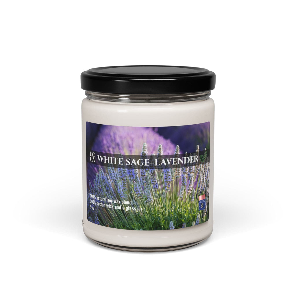 White Sage + Lavender Scented Soy Candle, 9oz White Sage + Lavender / 9oz Home Decor