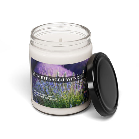 White Sage + Lavender Scented Soy Candle, 9oz White Sage + Lavender / 9oz Home Decor