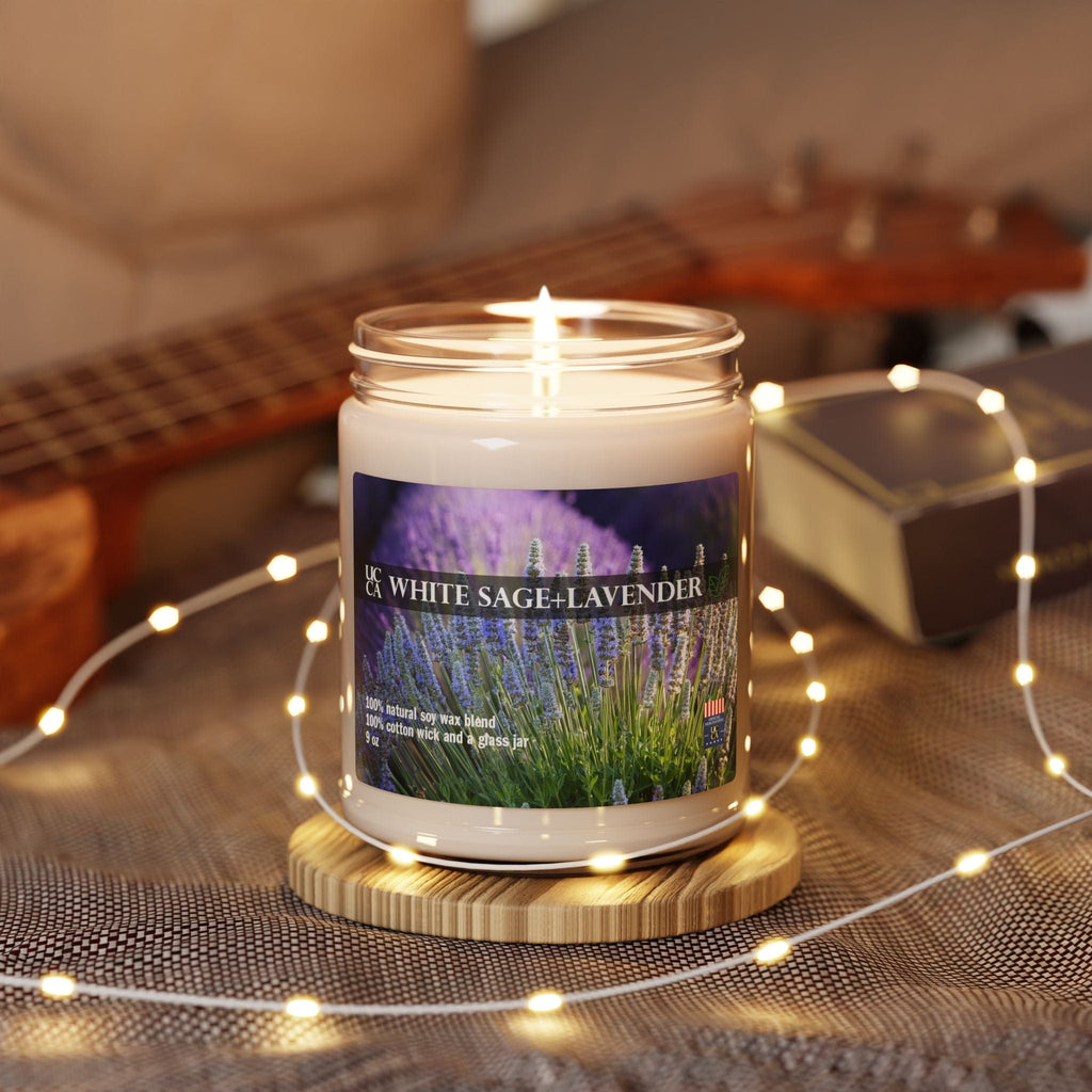 White Sage + Lavender Scented Soy Candle, 9oz White Sage + Lavender / 9oz Home Decor