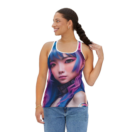 Women's Racerback Tank - "Vivid Expression" S / White Tank Top